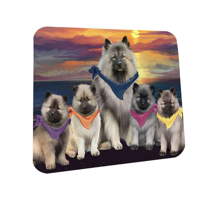 Family Sunset Portrait Keeshonds Dog Coasters Set of 4 CST52448