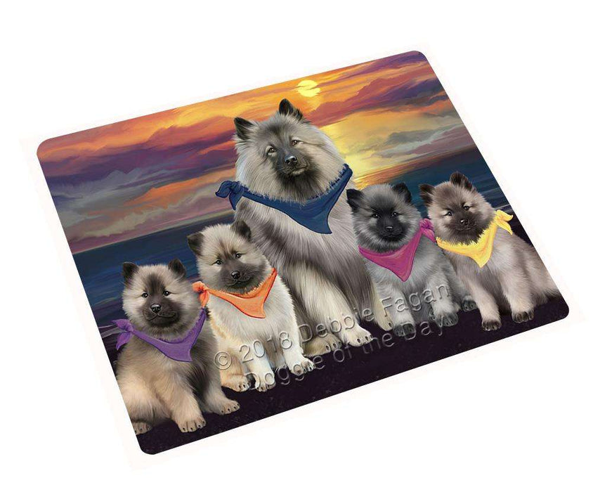 Family Sunset Portrait Keeshonds Dog Cutting Board C61560