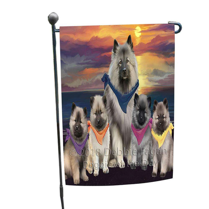 Family Sunset Portrait Keeshonds Dog Garden Flag GFLG52434