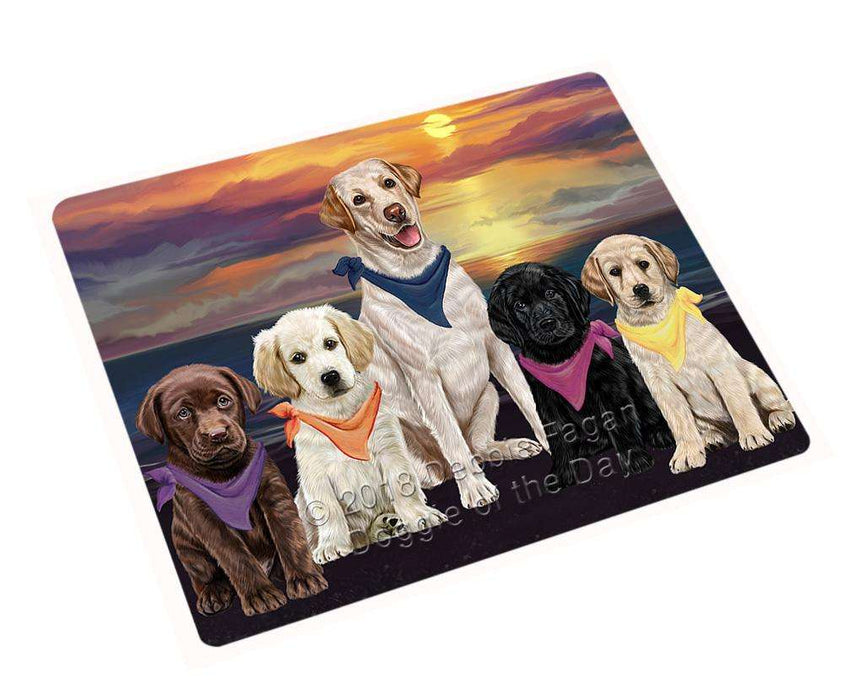 Family Sunset Portrait Labrador Retrievers Dog Blanket BLNKT68430