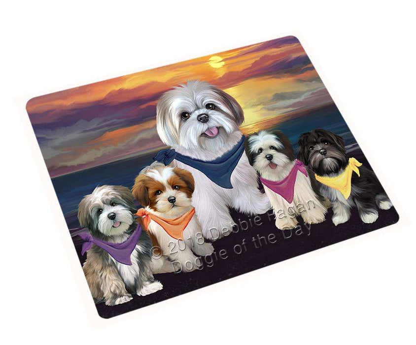 Family Sunset Portrait Lhasa Apsos Dog Blanket BLNKT68439