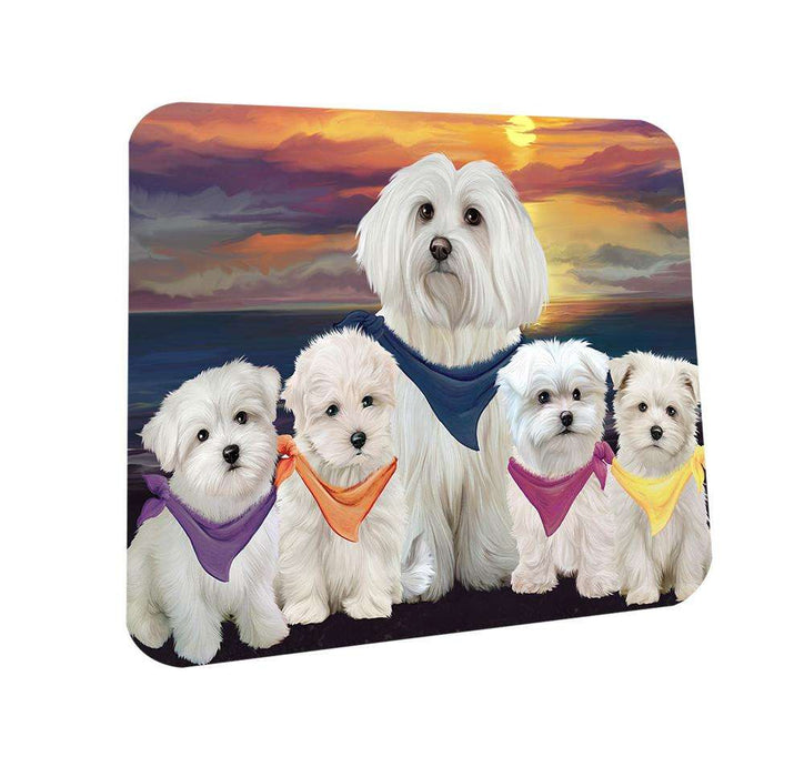 Family Sunset Portrait Malteses Dog Coasters Set of 4 CST50216