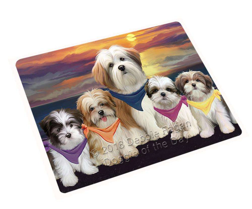 Family Sunset Portrait Malti Tzus Dog Blanket BLNKT68457