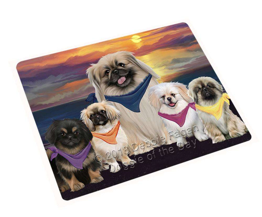 Family Sunset Portrait Pekingeses Dog Blanket BLNKT68475