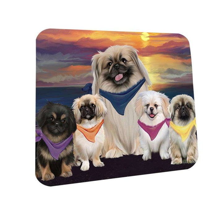Family Sunset Portrait Pekingeses Dog Coasters Set of 4 CST50219