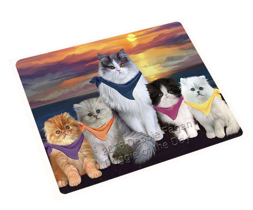 Family Sunset Portrait Persian Cats Dog Cutting Board C54825