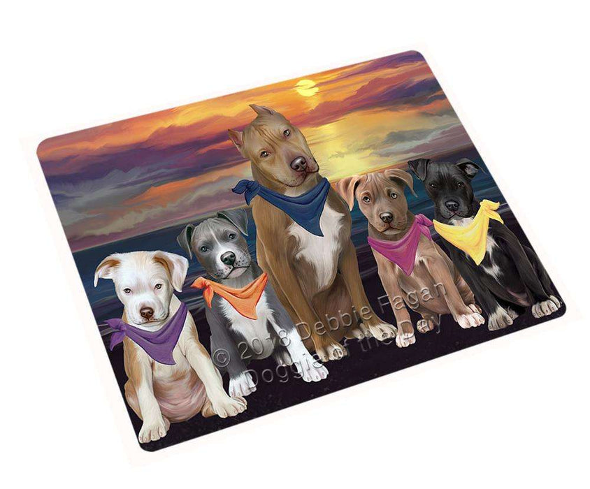 Family Sunset Portrait Pit Bulls Dog Cutting Board C54828