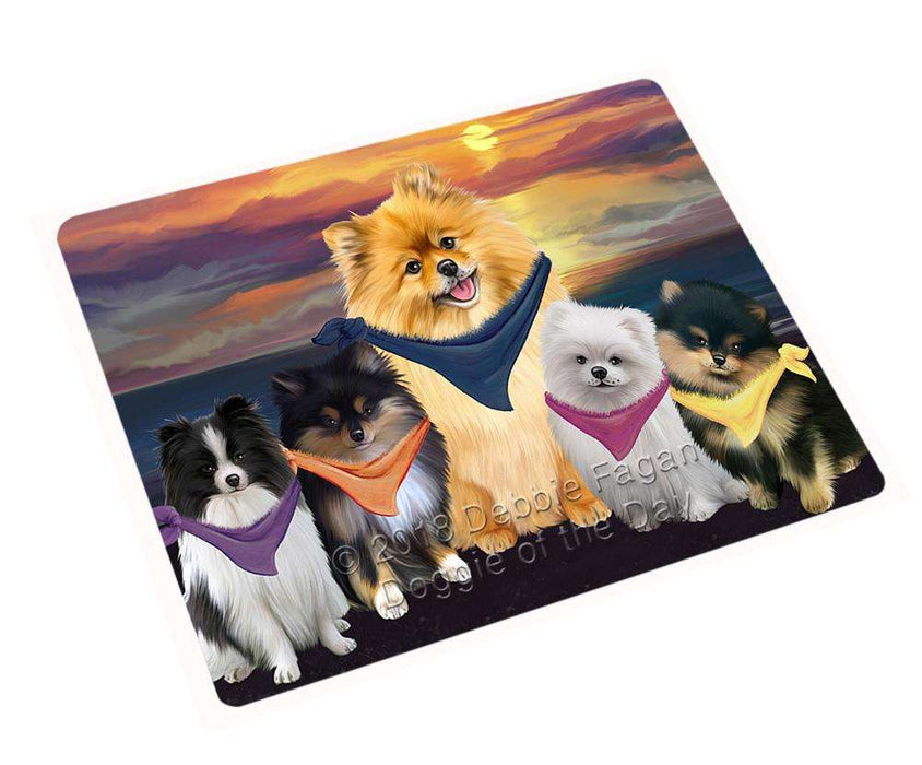 Family Sunset Portrait Pomeranians Dog Blanket BLNKT68502
