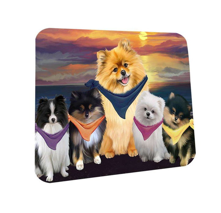 Family Sunset Portrait Pomeranians Dog Coasters Set of 4 CST50222