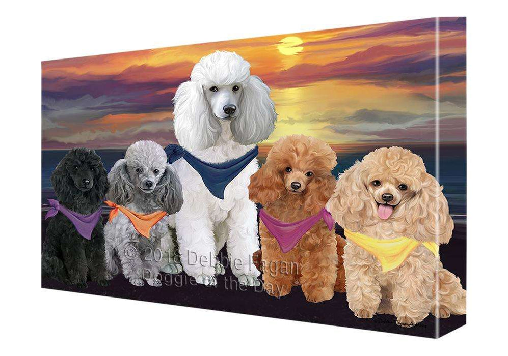 Family Sunset Portrait Poodles Dog Canvas Print Wall Art Décor CVS68650