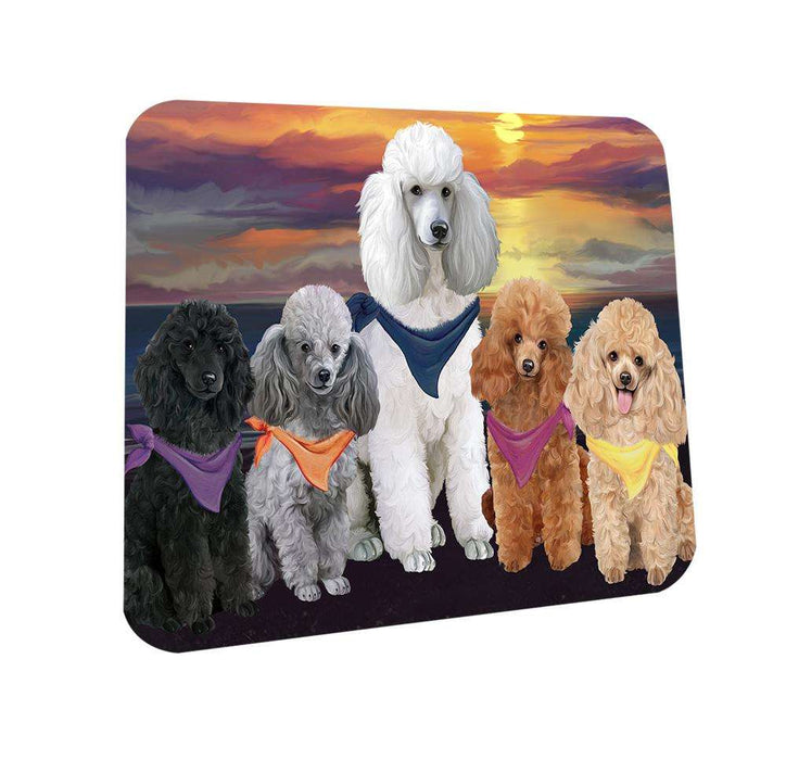 Family Sunset Portrait Poodles Dog Coasters Set of 4 CST50223