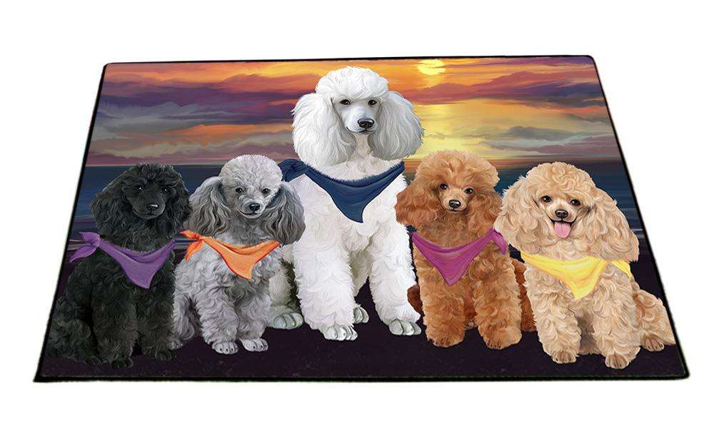 Family Sunset Portrait Poodles Dog Floormat FLMS50532