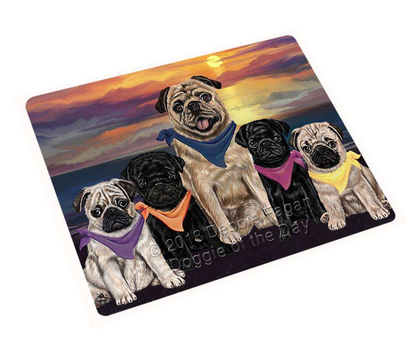 Family Sunset Portrait Pugs Dog Cutting Board C54837