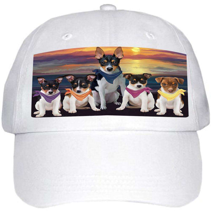 Family Sunset Portrait Rat Terriers Dog Ball Hat Cap HAT54549