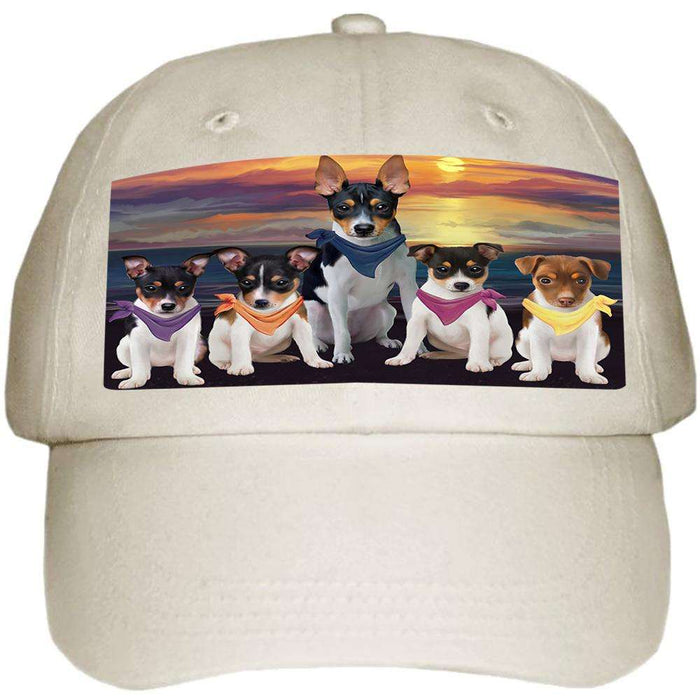 Family Sunset Portrait Rat Terriers Dog Ball Hat Cap HAT54549