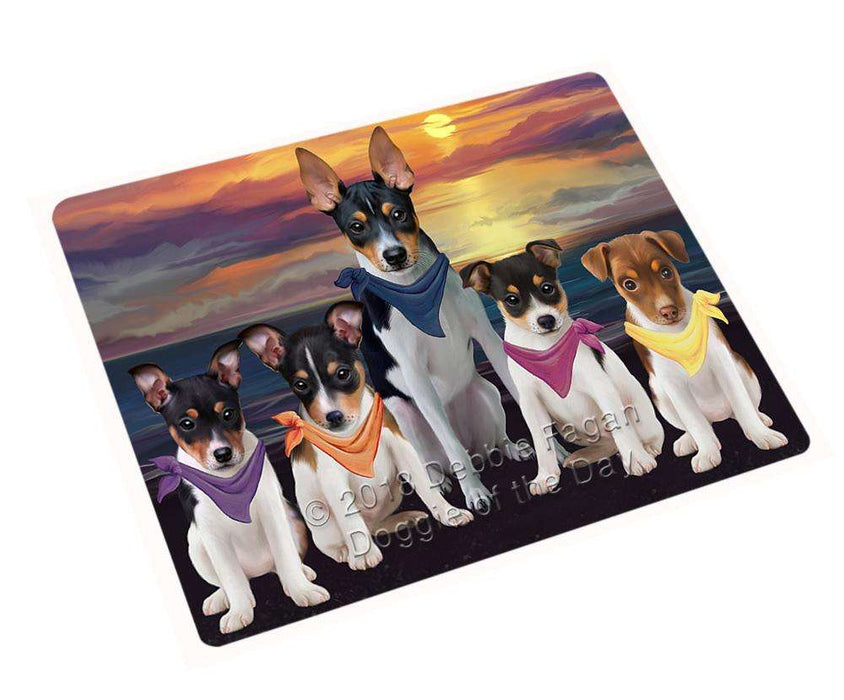 Family Sunset Portrait Rat Terriers Dog Blanket BLNKT68529