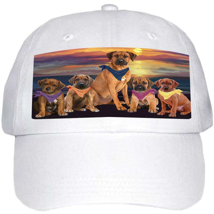 Family Sunset Portrait Rhodesian Ridgebacks Dog Ball Hat Cap HAT54552