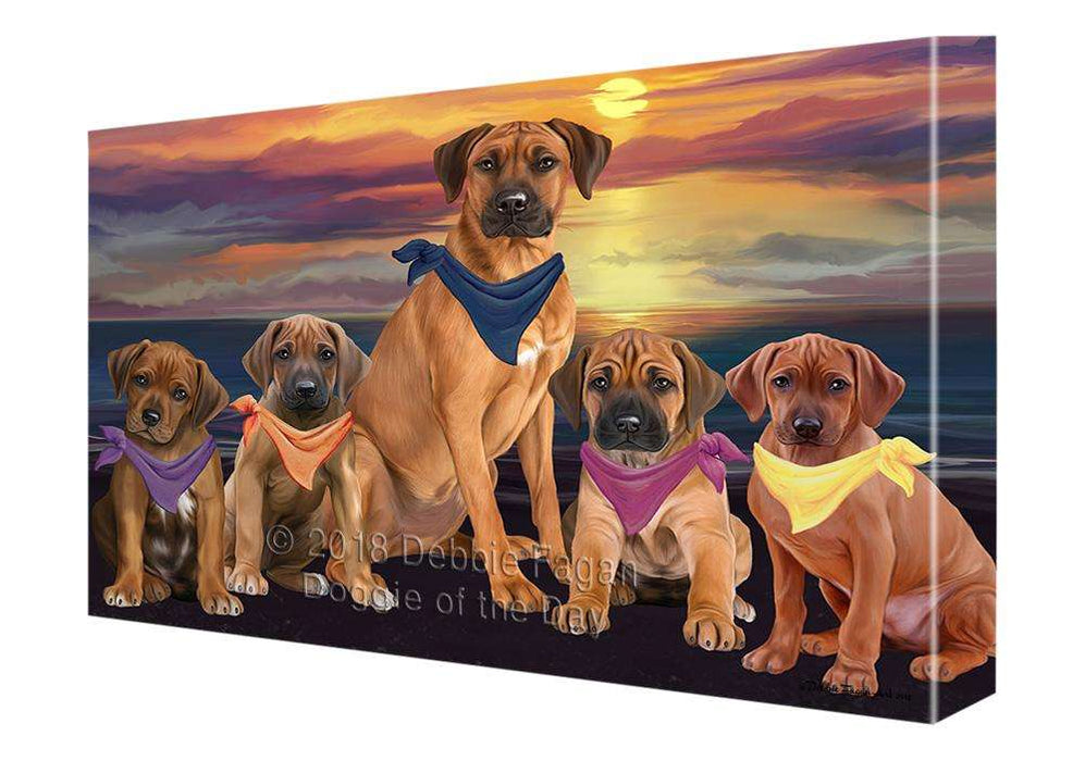 Family Sunset Portrait Rhodesian Ridgebacks Dog Canvas Print Wall Art Décor CVS68677