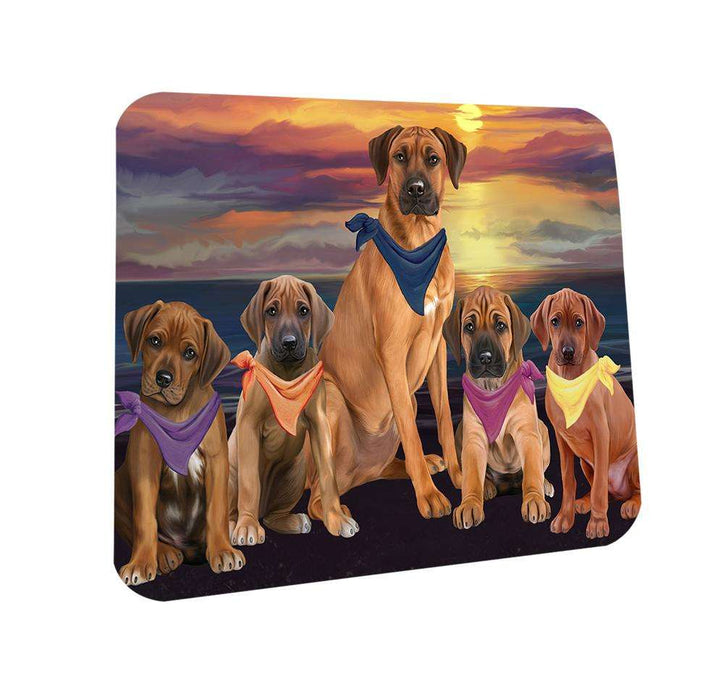 Family Sunset Portrait Rhodesian Ridgebacks Dog Coasters Set of 4 CST50226