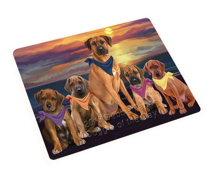 Family Sunset Portrait Rhodesian Ridgebacks Dog Cutting Board C54843