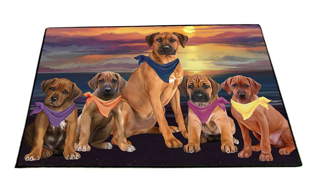 Family Sunset Portrait Rhodesian Ridgebacks Dog Floormat FLMS50541