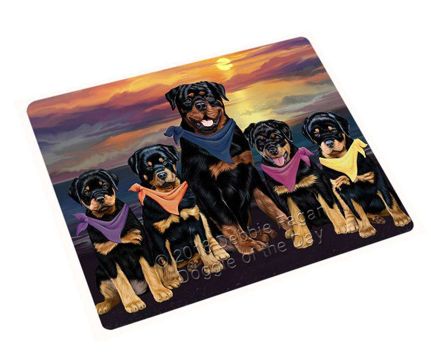Family Sunset Portrait Rottweilers Dog Blanket BLNKT68547