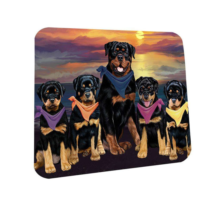 Family Sunset Portrait Rottweilers Dog Coasters Set of 4 CST50227