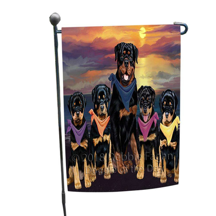 Family Sunset Portrait Rottweilers Dog Garden Flag GFLG50155