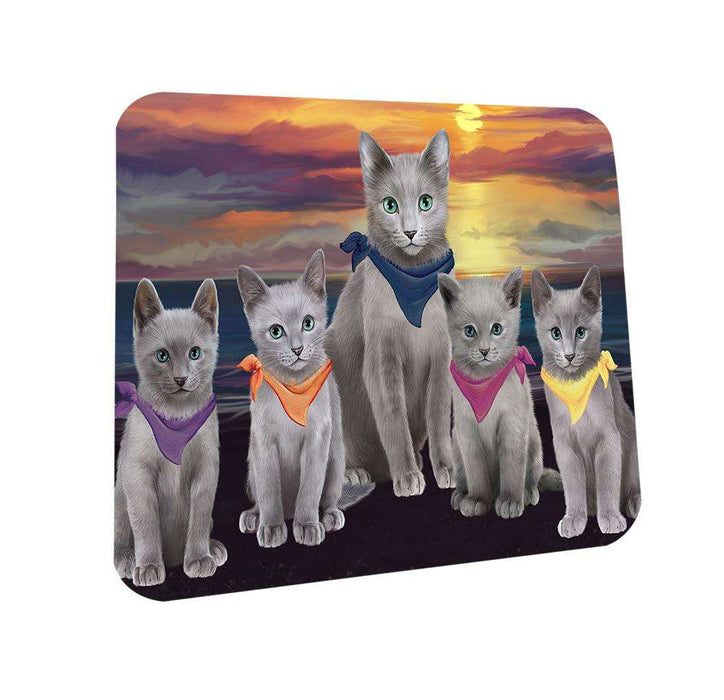 Family Sunset Portrait Russian Blue Cats Coasters Set of 4 CST52450