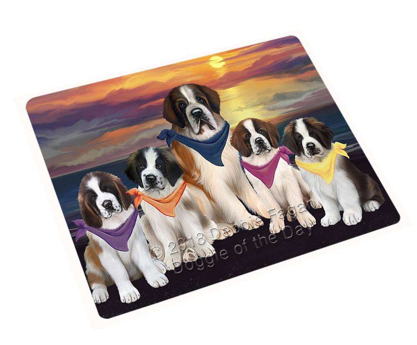 Family Sunset Portrait Saint Bernards Dog Blanket BLNKT68556