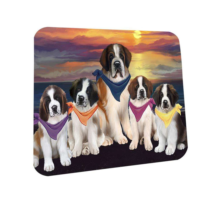 Family Sunset Portrait Saint Bernards Dog Coasters Set of 4 CST50228