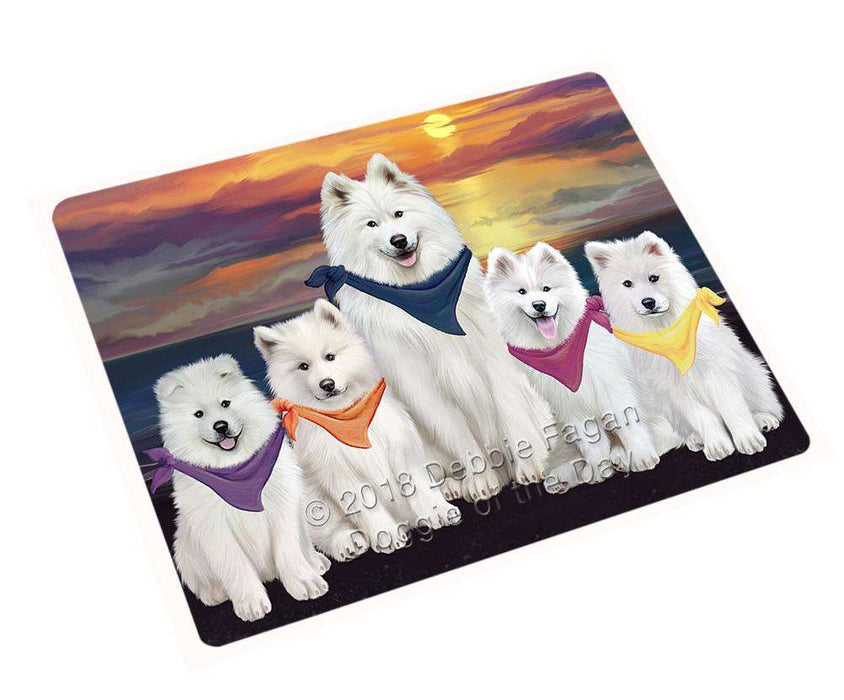 Family Sunset Portrait Samoyeds Dog Blanket BLNKT68565