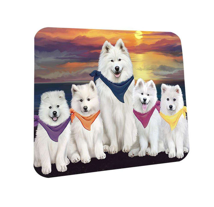 Family Sunset Portrait Samoyeds Dog Coasters Set of 4 CST50229
