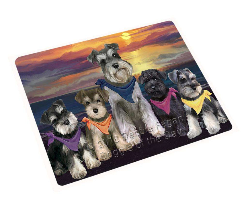 Family Sunset Portrait Schnauzers Dog Blanket BLNKT68574
