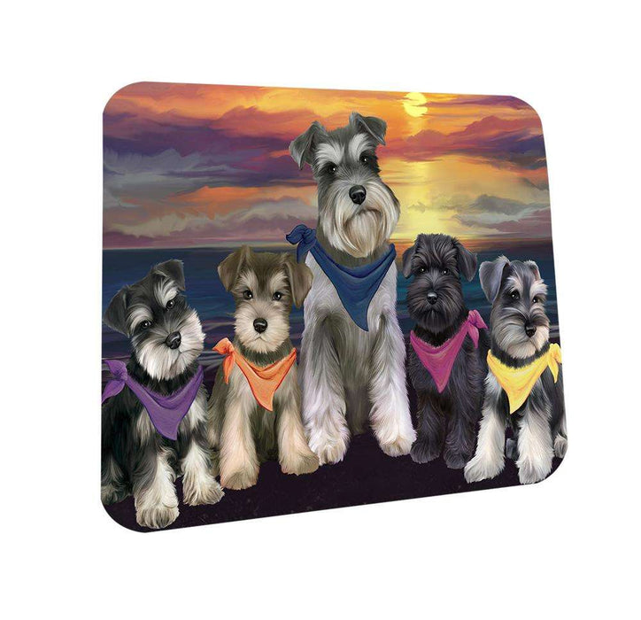 Family Sunset Portrait Schnauzers Dog Coasters Set of 4 CST50230