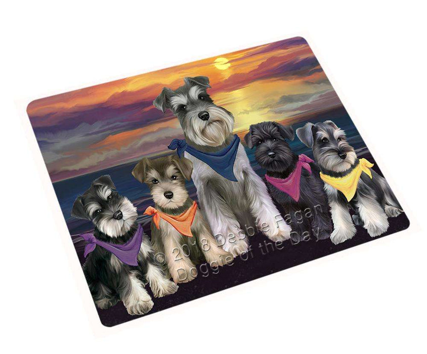 Family Sunset Portrait Schnauzers Dog Cutting Board C54855