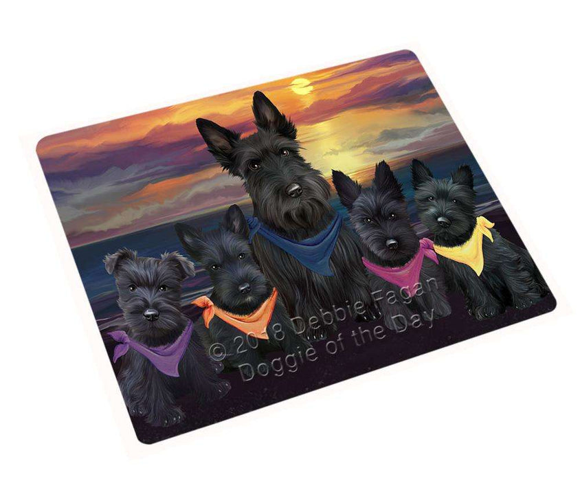 Family Sunset Portrait Scottish Terriers Dog Blanket BLNKT68583