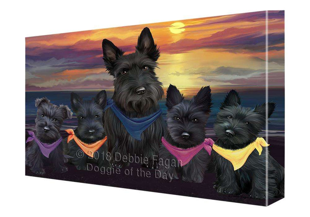 Family Sunset Portrait Scottish Terriers Dog Canvas Print Wall Art Décor CVS68722