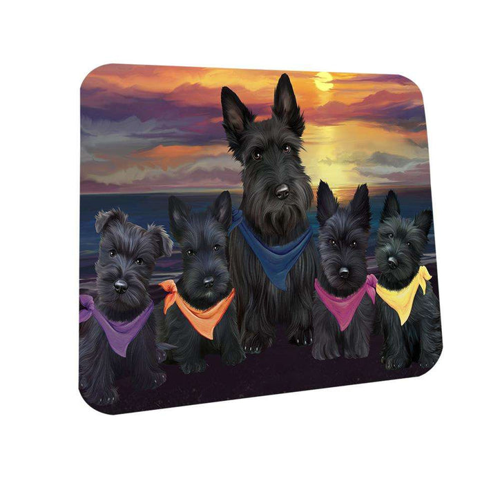 Family Sunset Portrait Scottish Terriers Dog Coasters Set of 4 CST50231