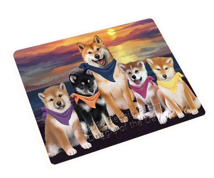 Family Sunset Portrait Shiba Inus Dog Blanket BLNKT68610