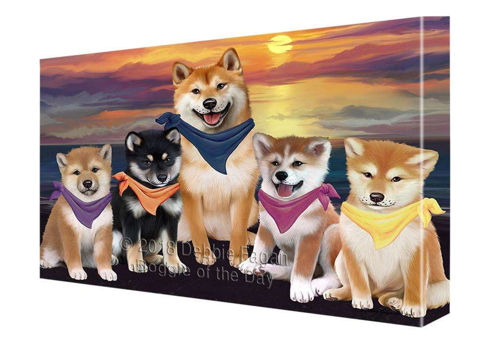 Family Sunset Portrait Shiba Inus Dog Canvas Print Wall Art Décor CVS68749
