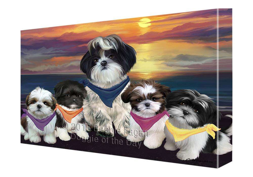 Family Sunset Portrait Shih Tzus Dog Canvas Print Wall Art Décor CVS68758