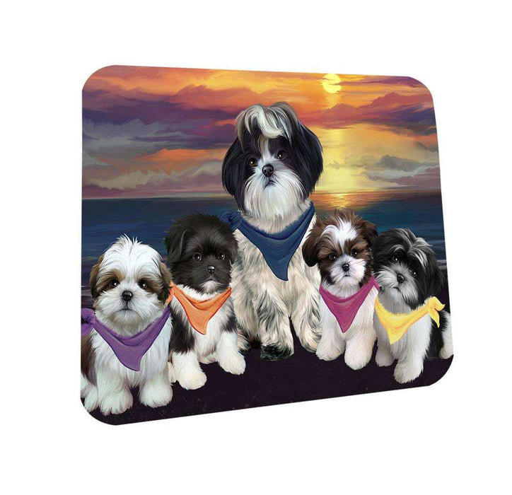 Family Sunset Portrait Shih Tzus Dog Coasters Set of 4 CST50235