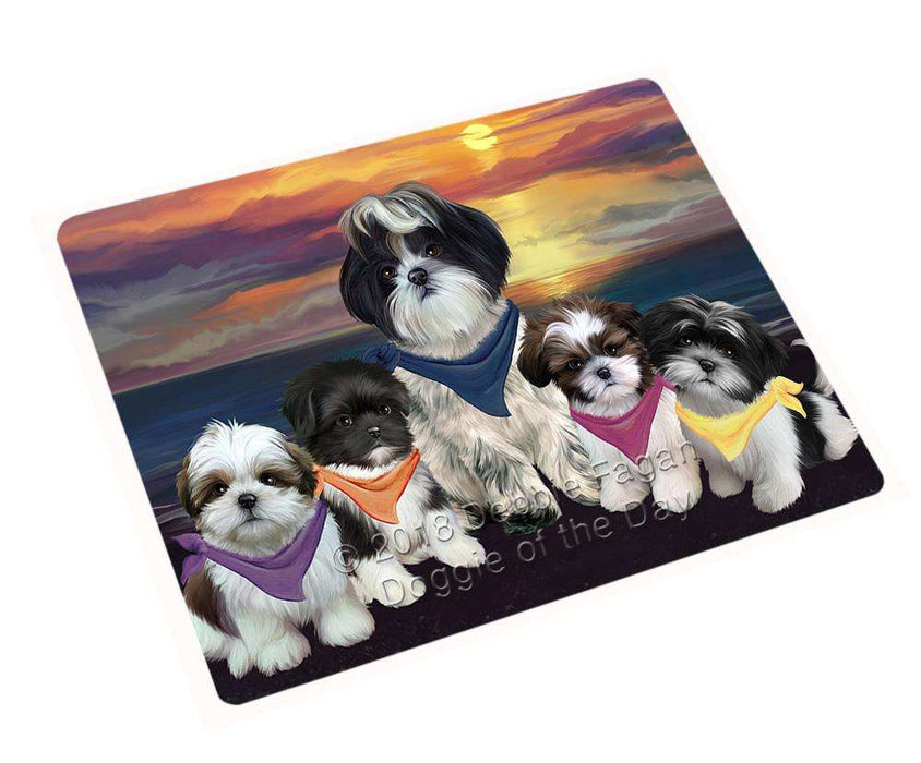 Family Sunset Portrait Shih Tzus Dog Cutting Board C54870