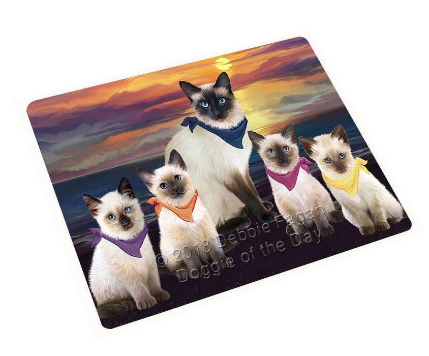 Family Sunset Portrait Siamese Cats Cutting Board C61569