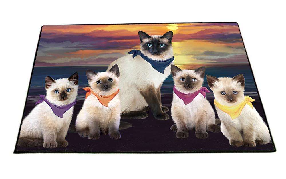 Family Sunset Portrait Siamese Cats Floormat FLMS51765