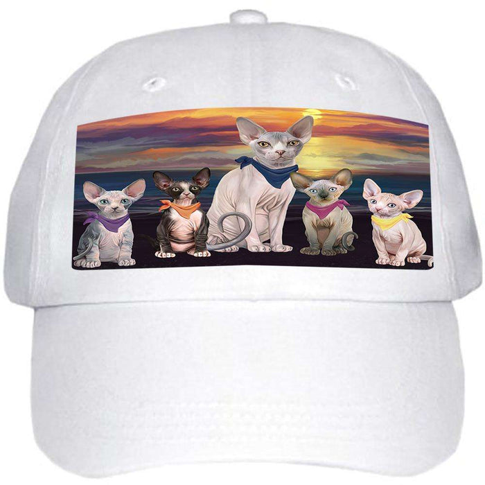 Family Sunset Portrait Sphynx Cats Ball Hat Cap HAT61212