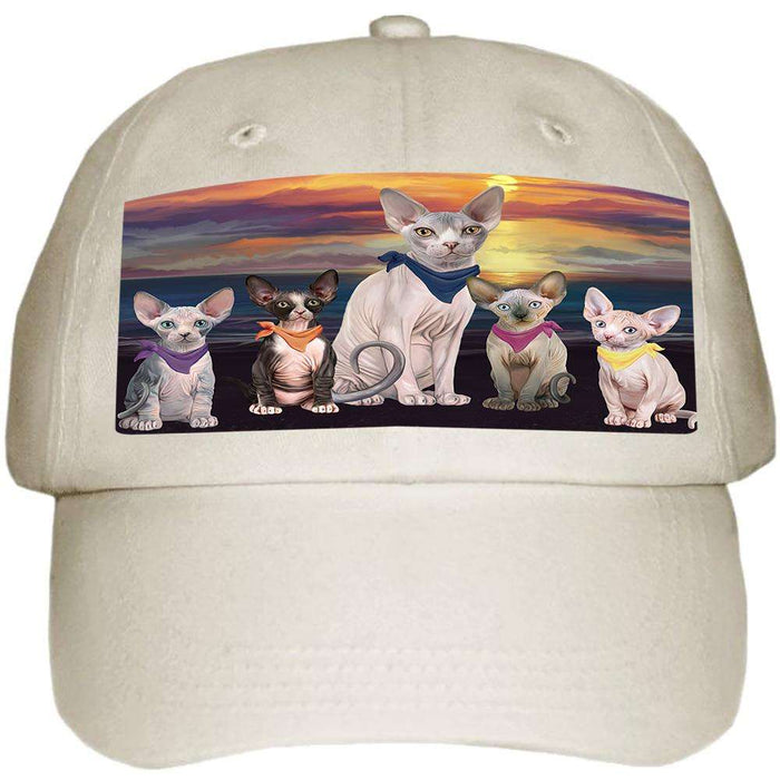Family Sunset Portrait Sphynx Cats Ball Hat Cap HAT61212