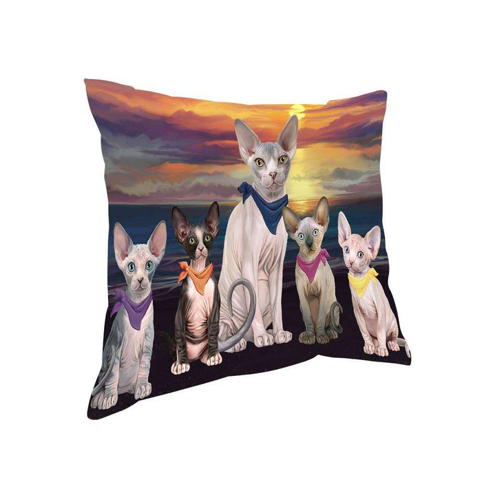 Family Sunset Portrait Sphynx Cats Pillow PIL66128