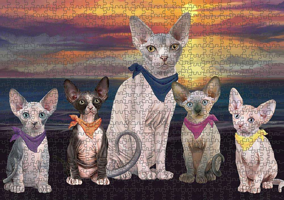 Family Sunset Portrait Sphynx Cats Puzzle with Photo Tin PUZL61410